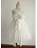 Ivory Lace Tulle Cross Back Flower Girl Dress